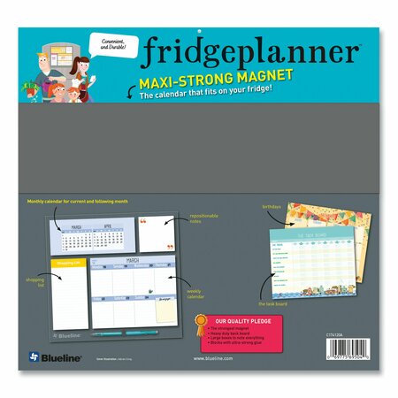 Blueline Fridge Planner Magnetized Weekly Calendar w/Pads + Pencil, 12x12.5, 16-Month Sept-Dec: 2024-2025 C174120A